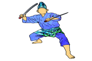 icon martial art Malay show skill movement with two machetes weapon png