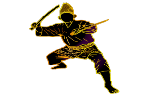 icon martial art Malay show skill movement with two machetes weapon png