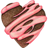 acuarela corazón conformado chocolate Galleta png