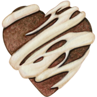 aguarela coração em forma chocolate bolacha png
