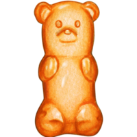 acuarela mano dibujado pegajoso oso caramelo png