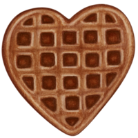 aguarela mão desenhado coração em forma waffle png