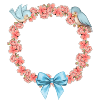 watercolor decorative cherry wreath png