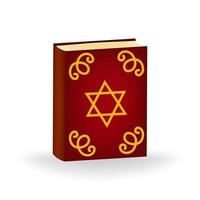 Haggadah book, an essential part of the Passover Seder and celebration, set against a clean white background. Haggadah includes texts of songs, prayers, and rituals performed during the Seder. vector