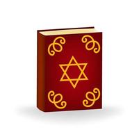 Haggadah book, an essential part of the Passover Seder and celebration, set against a clean white background. Haggadah includes texts of songs, prayers, and rituals performed during the Seder. vector