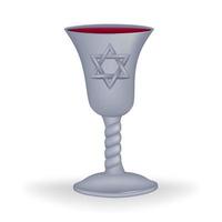 Silver wine cup, known as the Kiddush cup, which is used during the Passover Seder. The Kiddush cup is used for the blessing of the wine, one of the many rituals performed during the Seder. vector