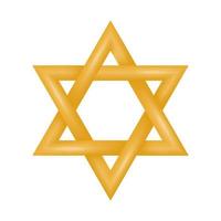 Golden six pointed Star of David. Symbol of Jewish identity and Judaism. Vector illustration.
