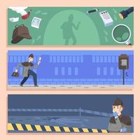 Detective Investigate Crime and Look for Clues Banner vector
