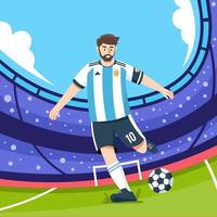 Lionel Messi Kicking a Ball in a Football Match vector