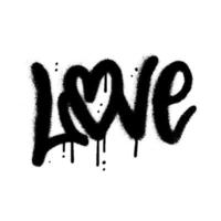 Urabn graffiti grunge word LOVE in black paint overspay style. Concept pf bleeding crying divorce separation love loss. Textured vector lettreing illustration.