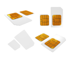 3d rendering of clean gold white sim card from various perspective angles png