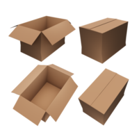 3d rendering of open and close brown color cardboard box from perspective angle png