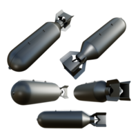 3d le rendu de énorme bombe missile munition de différent points de vue png