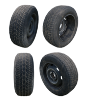 3d rendering old dirty car tires wheel perspective view png