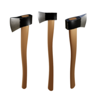 3d rendering of shiny wooden axe perspective view png