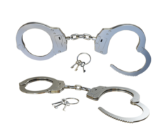 3d rendering of police tools handcuffs and keys perspective view png