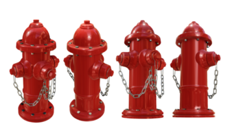 3d rendering of shiny red hydrant perspective view png