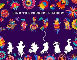 Find the correct shadow of parrots kids game vector