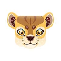 Lion cub cartoon kawaii square animal face, icon vector