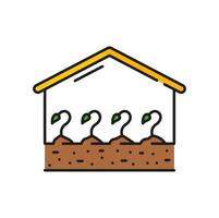 Plant growth in greenhouse agriculture line icon vector
