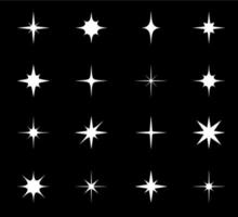 Sparkle, starburst and twinkle star silhouettes vector