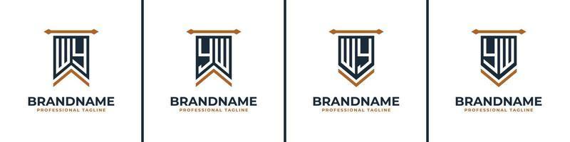 Letter WY and YW Pennant Flag Logo Set, Represent Victory. Suitable for any business with WY or YW initials. vector