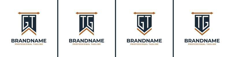 Letter GT and TG Pennant Flag Logo Set, Represent Victory. Suitable for any business with GT or TG initials. vector