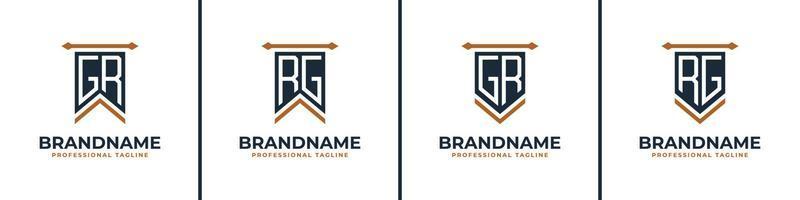 Letter GR and RG Pennant Flag Logo Set, Represent Victory. Suitable for any business with GR or RG initials. vector
