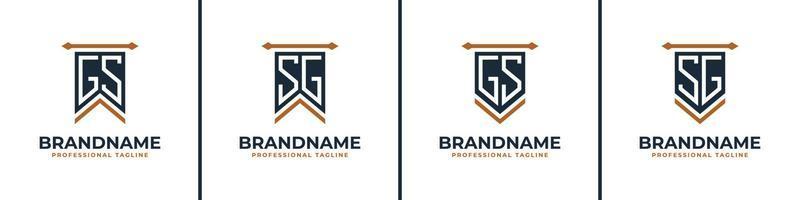 Letter GS and SG Pennant Flag Logo Set, Represent Victory. Suitable for any business with GS or SG initials. vector