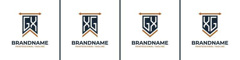 Letter GX and XG Pennant Flag Logo Set, Represent Victory. Suitable for any business with GX or XG initials. vector