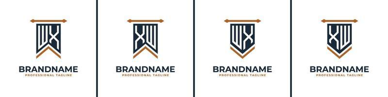 Letter WX and XW Pennant Flag Logo Set, Represent Victory. Suitable for any business with WX or XW initials. vector