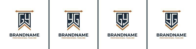 Letter GY and YG Pennant Flag Logo Set, Represent Victory. Suitable for any business with GY or YG initials. vector