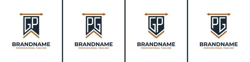 Letter GP and PG Pennant Flag Logo Set, Represent Victory. Suitable for any business with GP or PG initials. vector