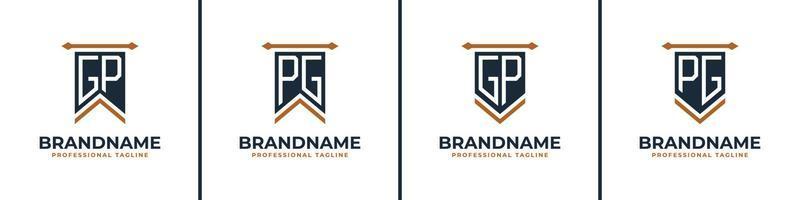 Letter GP and PG Pennant Flag Logo Set, Represent Victory. Suitable for any business with GP or PG initials. vector