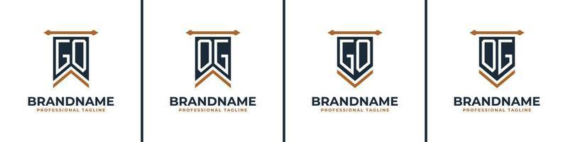 Letter GO and OG Pennant Flag Logo Set, Represent Victory. Suitable for any business with GO or OG initials. vector