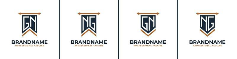 Letter GN and NG Pennant Flag Logo Set, Represent Victory. Suitable for any business with GN or NG initials. vector