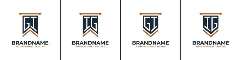 Letter GI and IG Pennant Flag Logo Set, Represent Victory. Suitable for any business with GI or IG initials. vector