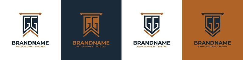 Letter GG Pennant Flag Logo Set, Represent Victory. Suitable for any business with G or GG initials. vector