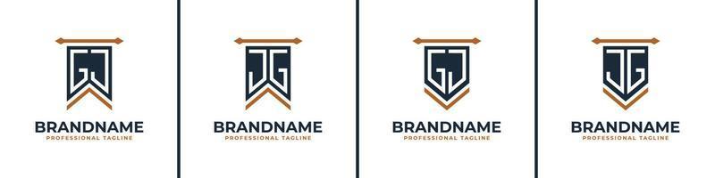 Letter GJ and JG Pennant Flag Logo Set, Represent Victory. Suitable for any business with GJ or JG initials. vector