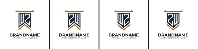 Letter WZ and ZW Pennant Flag Logo Set, Represent Victory. Suitable for any business with WZ or ZW initials. vector