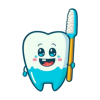 cute cartoon tooth with toothbrush png