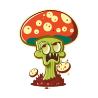 Cute zombie mushroom character png