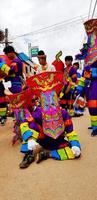 Loei, Thailand-July 26, 2023 Phi Ta Khon or Ghost festival. Local people made and wearing colorful dress and ghost mask for celebrated culture or Religious traditions on July of every year. photo