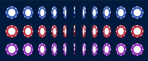 Casino poker chip animated rotation sequence frame vector