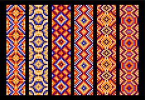 Ethnic Mexican pixel patterns or mosaic ornament vector