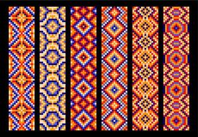 Ethnic Mexican pixel patterns or mosaic ornament vector