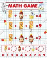 Cartoon pills and capsule characters math game vector