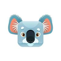 Cartoon koala kawaii square animal face, icon vector