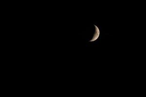 nuevo Luna en oscuro noche cielo foto