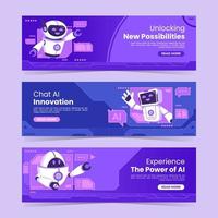 AI Robot Technology Banner Set vector